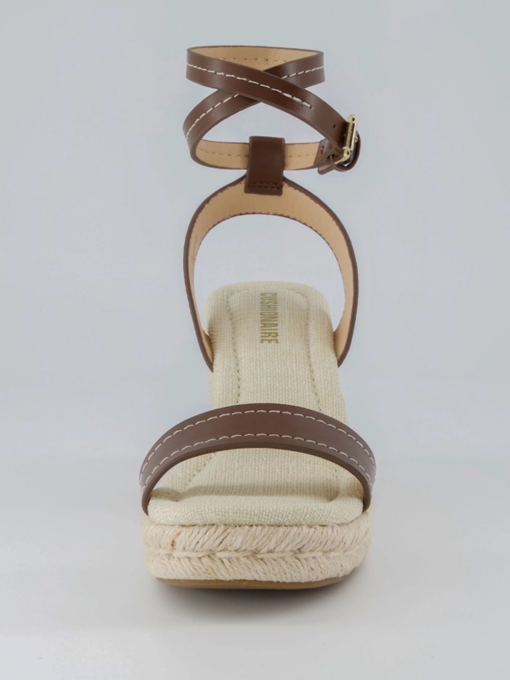 CUSHIONAIRE Women's Chico One Band Espadrille Wedge Sandal. . Brown. Size 9
